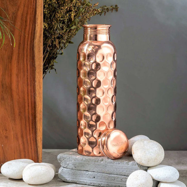 Diamond Cut Design - 100% Pure Copper Water Bottle