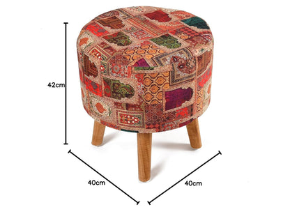 Printed Pouffe Sitting Stool for Living Room & Office | Puffy Foam Footrest Pouf – 16×16×17 Inches, Orange, single