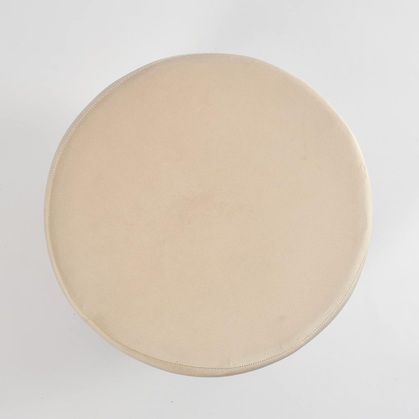 Ottoman Stool Set of 2 | 15-Inch Puffy Pouffe for Living Room Seating | Soft Upholstered Ottoman | Off-White