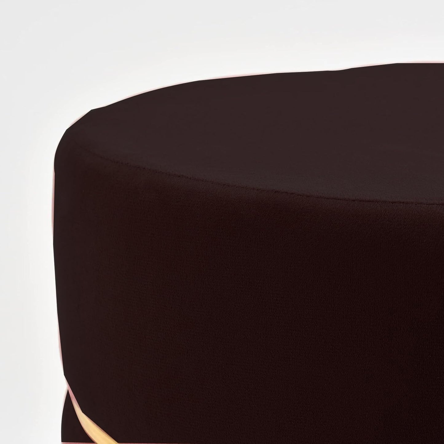 Metallic Living Room Stool with Four Golden Legs | Black Ottoman Seating Pouffe, Puffy Footstool for Home Décor