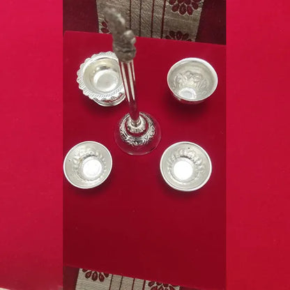 Silver Decorative Puja Thali with Ghungroo