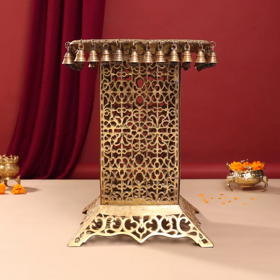 BRASS STOOL WITH FORTY HANGING BELLS