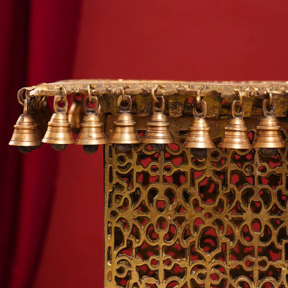 BRASS STOOL WITH FORTY HANGING BELLS