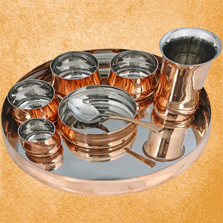 Steel Copper Traditional Curved Dinner Set