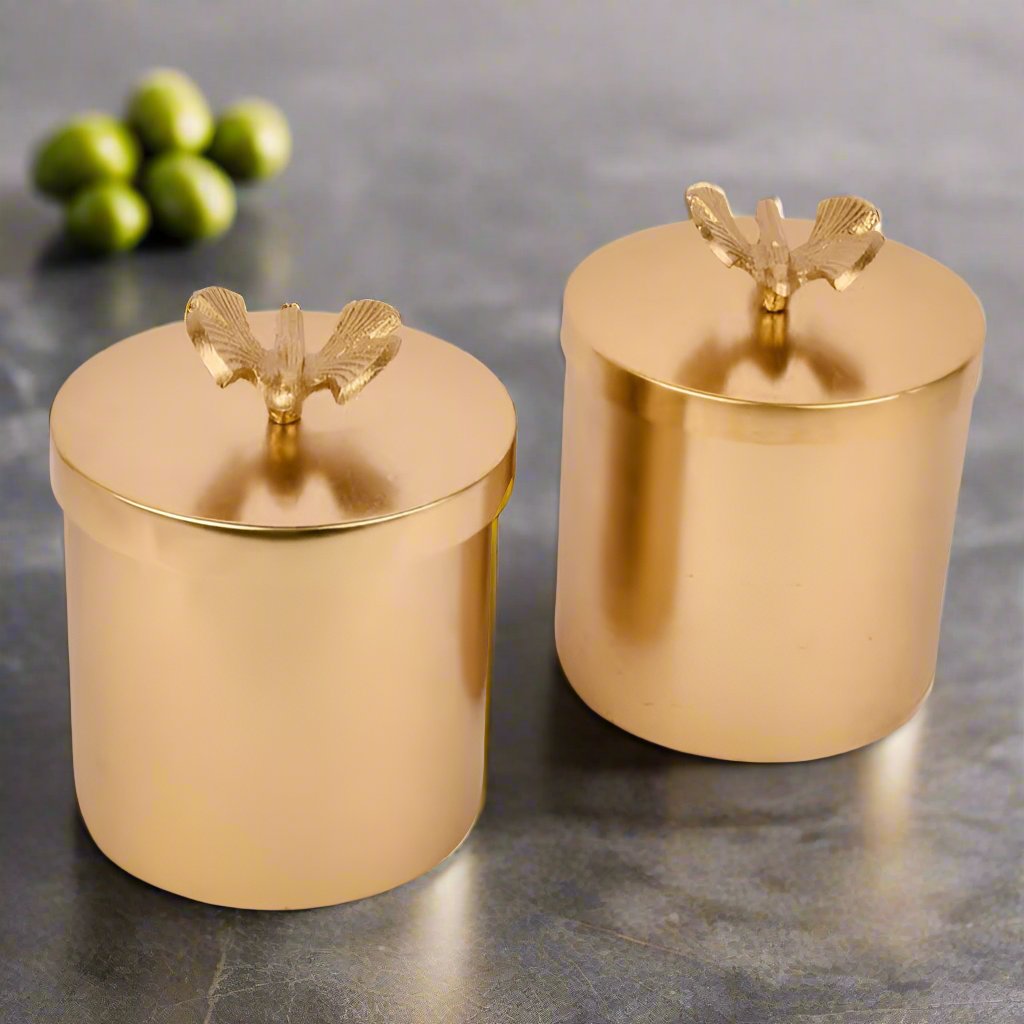 Gold Finish Brass Jars with water fly lid