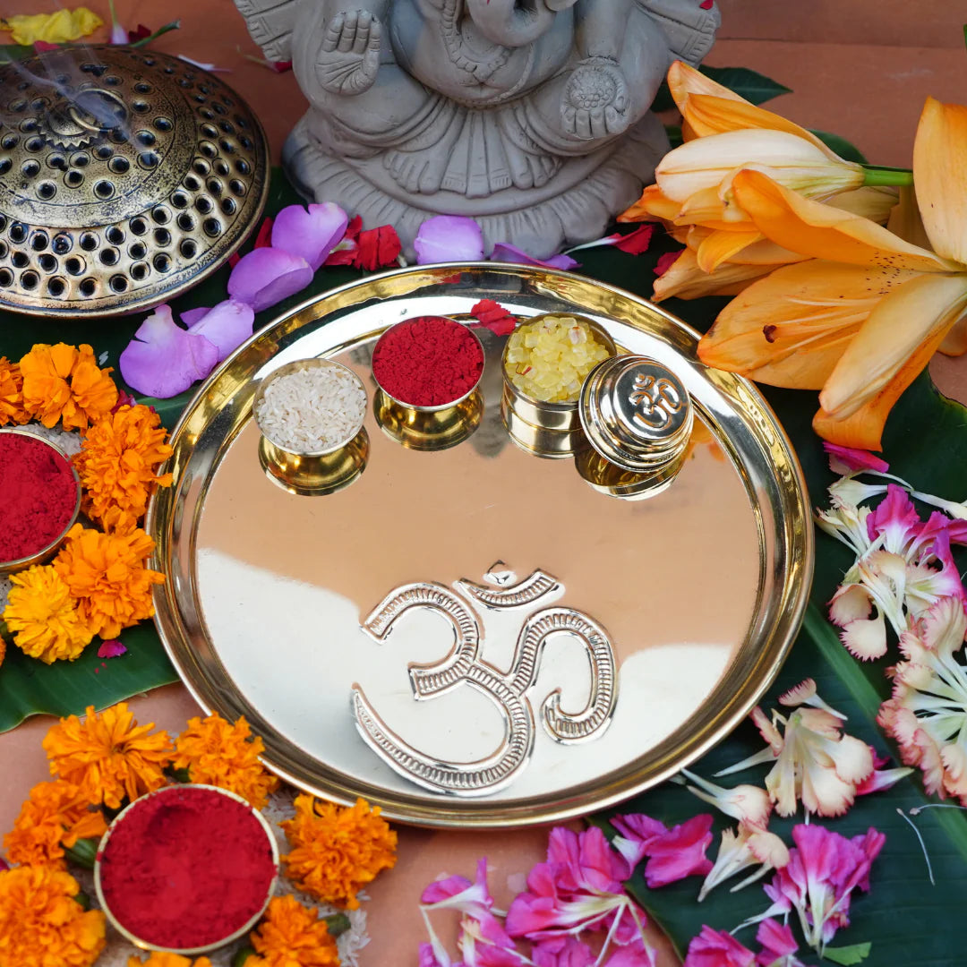 Om Brass Pooja Thali Set