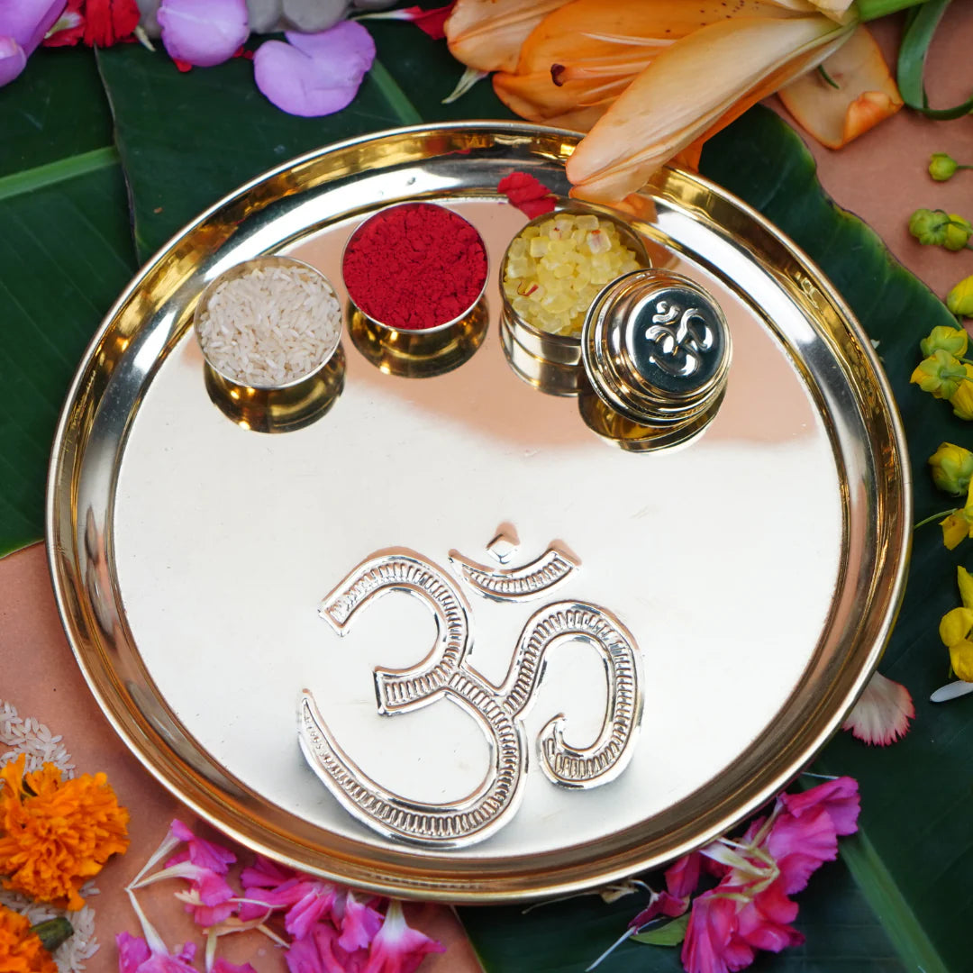 Om Brass Pooja Thali Set