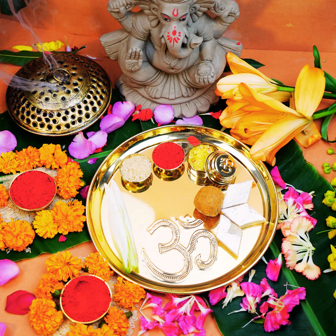 Om Brass Pooja Thali Set