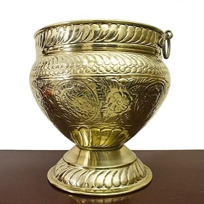 Tangerine Brass Embossed Planter - 8inch