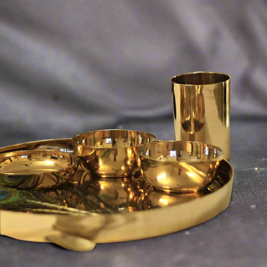 Gold Bronze Hand Crafted Shined Dinner Set