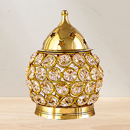 Brass Crystal Akahnd Diya