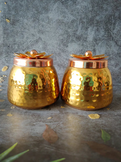 Brass Floral Jars