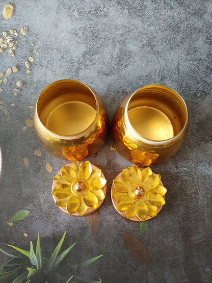 Brass Floral Jars