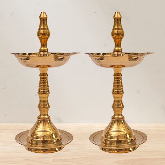 Brass Fancy Kerala Akhand Diya Oil Lamp - 8 inch