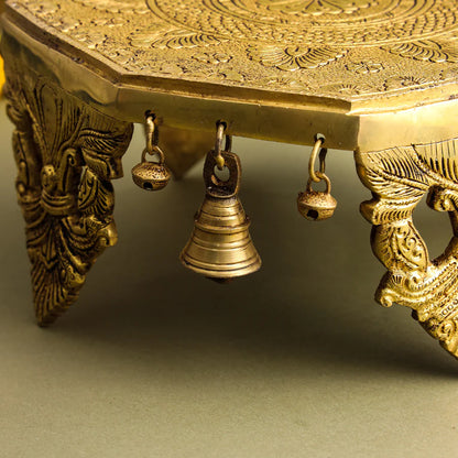 BRASS CHOWKI WITH BELLS (5 INCH)