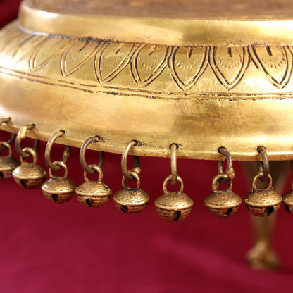 BRASS STOOL WITH HANGING BELLS (9 INCH)