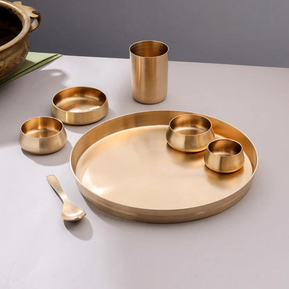 Jain ART vilaa Brass Matt Thali/Dinner Set