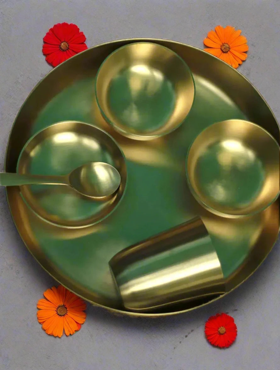 Gold Bronze Hand Crafted Thali Set