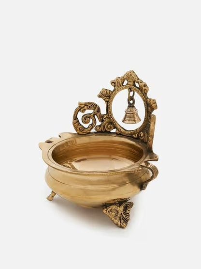 Pure Brass Ethnic Carved - Bell Design Urli Bowl