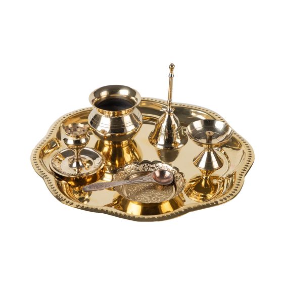 Brass Pooja thali Set Abstract Shape