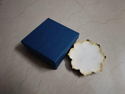 JAIN ART VILLA Scented Floral Urli Candle, Oudh & Vanilla Fragrance, Blue Gift Box, Home Decor
