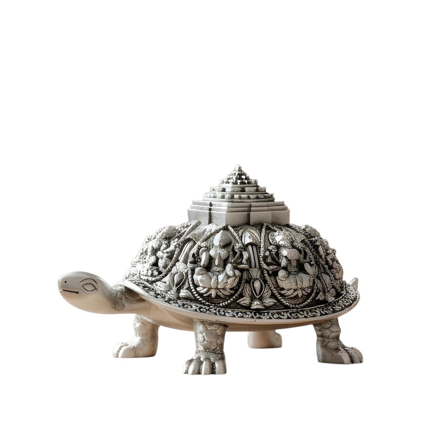 999 Silver Tortoise with Shree Yantra | Vastu Feng Shui Decor for Home & Office - 2.5 inch