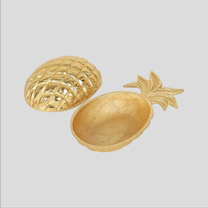 JAIN ART VILLA Pineapple-Shaped Dry Fruit Bowl, Gold Finish Brass Serving Platter, Decorative Snack Tray