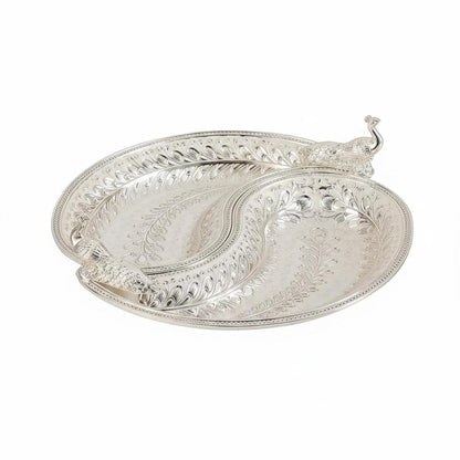 German Silver Peacock Serving Platter for Dry Fruits, Sweets, Chocolates & Festive Home Décor | Premium Decorative Gift Tray