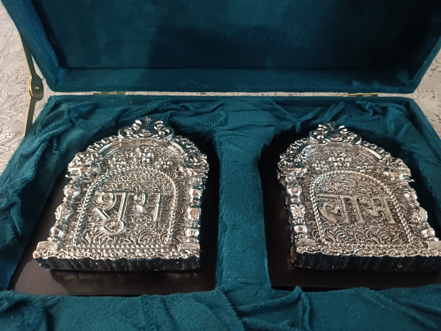 999 Silver Shubh Labh Wall Hanging Set with Wooden Base | Vastu & Entrance Decor | Luxury Gift