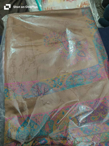 Premium Beige Kashmiri Pashmina Shawl for Women | Multicolor Paisley Embroidered Soft Winter Shawl | Luxury Designer Wrap