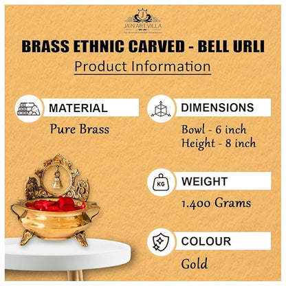 Pure Brass Ethnic Carved - Bell Design Urli Bowl