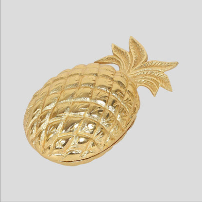 JAIN ART VILLA Pineapple-Shaped Dry Fruit Bowl, Gold Finish Brass Serving Platter, Decorative Snack Tray