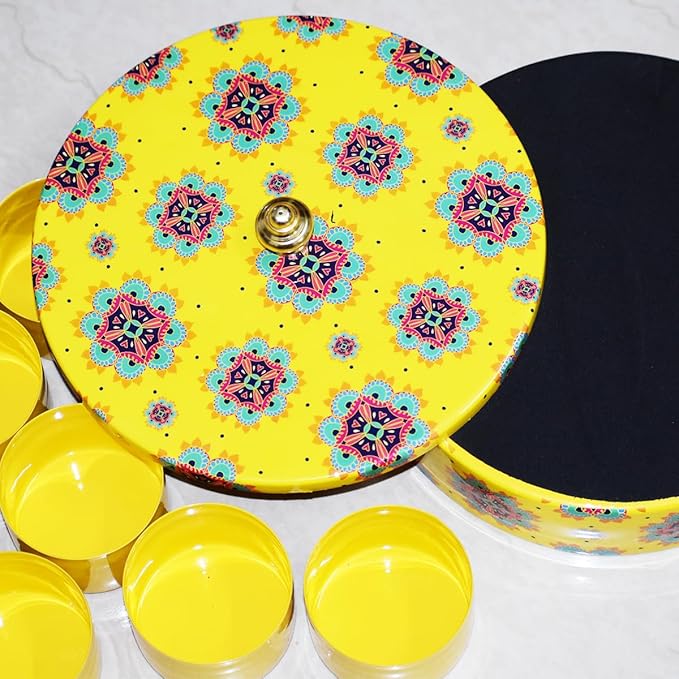 Multicolor Enamel - Coated Metal Masala Box