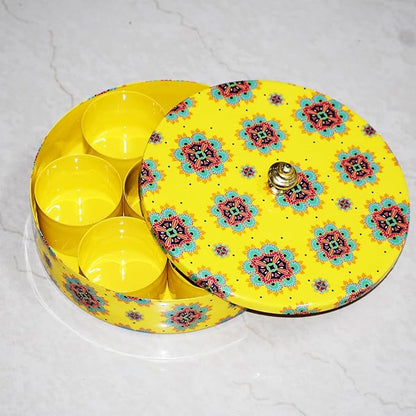 Multicolor Enamel - Coated Metal Masala Box