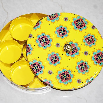 Multicolor Enamel - Coated Metal Masala Box