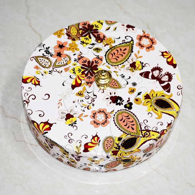 White Print Enamel - Coated Metal Masala Box