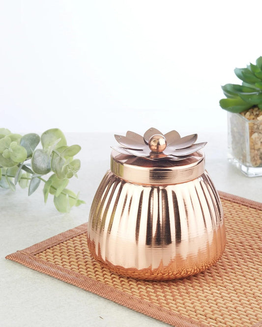 JAIN ART VILLA Metal Handi Jar Scented Candle, Rose Fragrance, 300g, Decorative Votive Candle