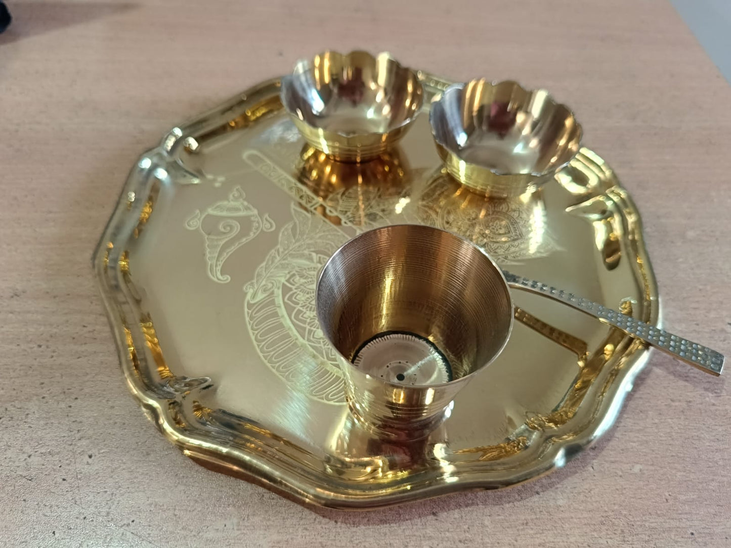 Premium Brass Bhog Thali Set for Pooja & Prasad Offering | Traditional Brass Pooja Thali