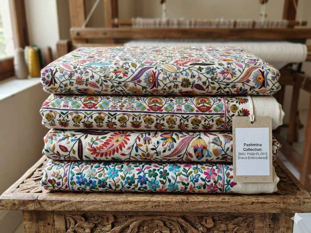 Luxury Multicolor Kashmiri Pashmina Shawl for Women | Floral Embroidered Soft Winter Shawl | Premium Designer Wrap