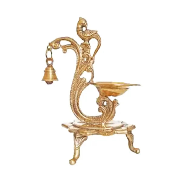 Brass Bird Peacock Traditional Hanging Bell Diya