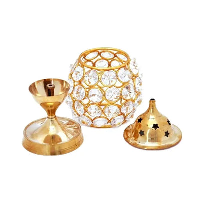 Brass Crystal Akahnd Diya