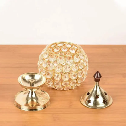 Brass Crystal Akahnd Diya