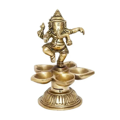 Vintage Hand Crafted Pure Brass Dancing Ganesha Diya