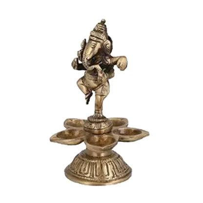 Vintage Hand Crafted Pure Brass Dancing Ganesha Diya