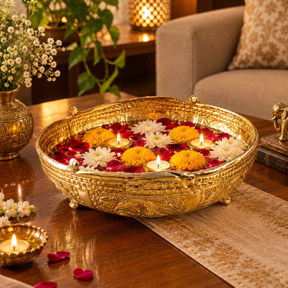 Antique Metal Urli Bowls for Floating Flowers & Candles –