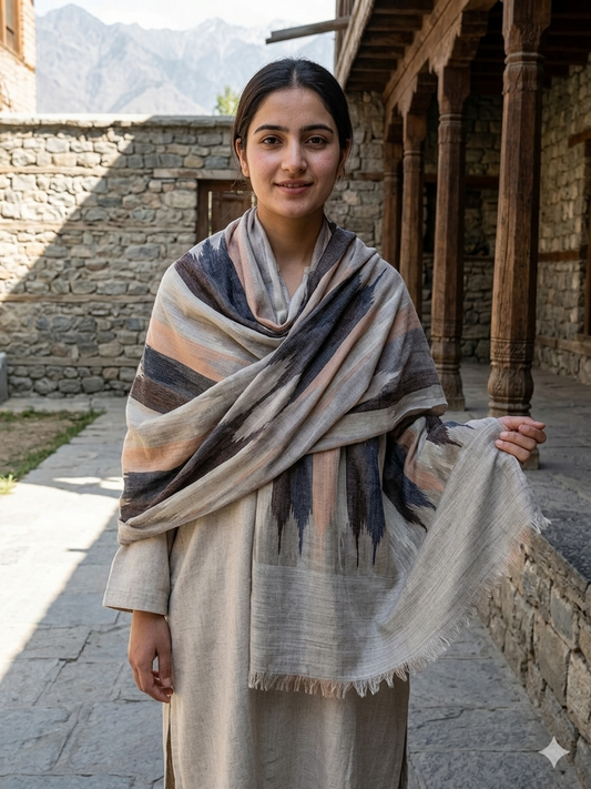 Premium Abstract Print Pashmina Shawl for Women | Soft Luxury Winter Wrap | Elegant Designer Kashmiri Style Shawl