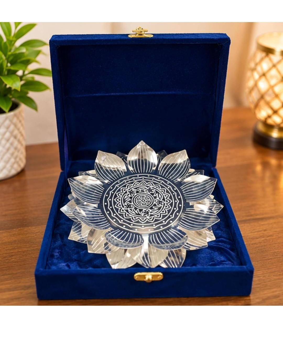 German Silver Lotus Stand for Pooja, 7 Inch Kamal Asan for God Idol |