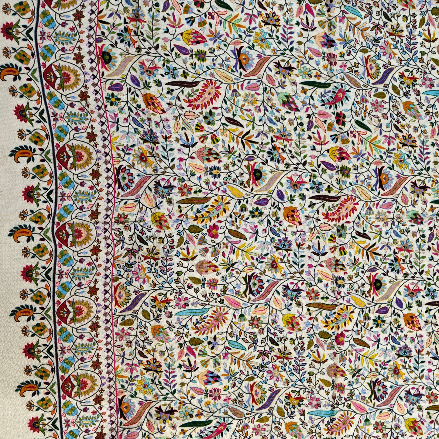 Luxury Multicolor Kashmiri Pashmina Shawl for Women | Floral Embroidered Soft Winter Shawl | Premium Designer Wrap