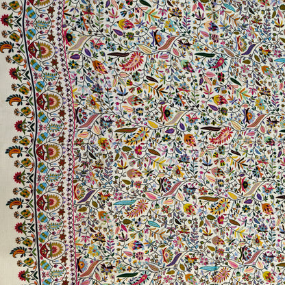 Luxury Multicolor Kashmiri Pashmina Shawl for Women | Floral Embroidered Soft Winter Shawl | Premium Designer Wrap