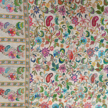 Premium Kashmiri Floral Pashmina Shawl for Women | Multicolor Embroidered Soft Winter Shawl | Luxury Designer Wrap